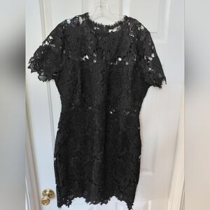 Lulu's Black Floral Lace Midi Dress